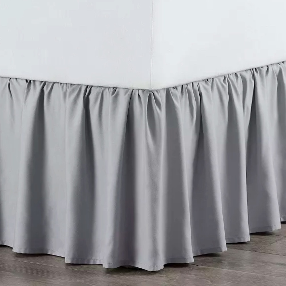 Martex Twin Size Gray Ruffled Bedskirt Dust Ruffle